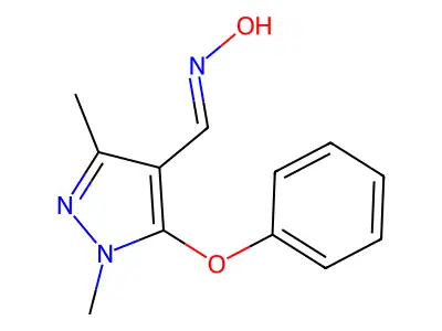 N-((1,3-Dimethyl-5-phenoxy-1H-pyrazol-4-yl)methylidene)hydroxylamine structure