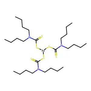 bis(dibutylcarbamothioylsulfanyl)arsanyl N,N-dibutylcarbamodithioate structure