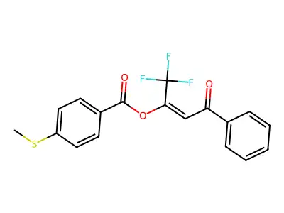(1,1,1-Trifluoro-4-oxo-4-phenylbut-2-en-2-yl) 4-methylsulfanylbenzoate structure