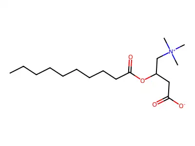 (3-Carboxy-2-decanoyloxypropyl)-trimethylazanium structure