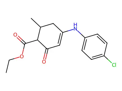 Ethyl 4-(4'-chlorophenyl)amino-6-methyl-2-oxocyclohex-3-en-1-oate structure
