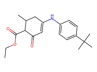 3-Cyclohexene-1-carboxylic acid, 4-((4-(1,1-dimethylethyl)phenyl)amino)-6-methyl-2-oxo-, ethyl ester structure