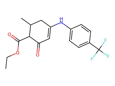 3-Cyclohexene-1-carboxylic acid, 6-methyl-2-oxo-4-((4-(trifluoromethyl)phenyl)amino)-, ethyl ester structure