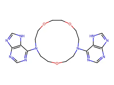 1H-Purine, 6,6'-(1,4,10-trioxa-7,13-diazacyclopentadecane-7,13-diyl)bis- structure