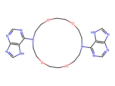 1H-Purine, 6,6'-(1,4,10,13-tetraoxa-7,16-diazacyclooctadecane-7,16-diyl)bis- structure