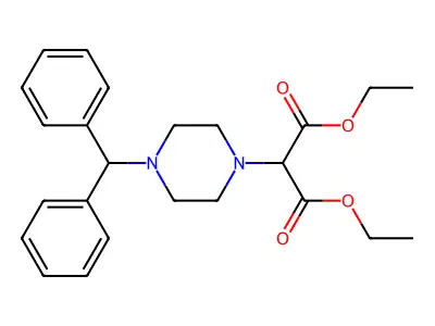 1,3-Propanedioic acid, 2-(4-(diphenylmethyl)-1-piperazinyl)-, diethyl ester structure