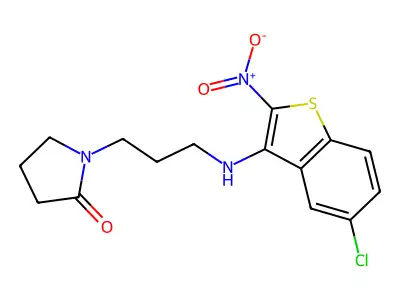 2-Pyrrolidinone, 1-(3-((5-chloro-2-nitrobenzo(b)thien-3-yl)amino)propyl)- structure