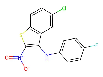 Benzo(b)thiophen-3-amine, 5-chloro-N-(4-fluorophenyl)-2-nitro- structure