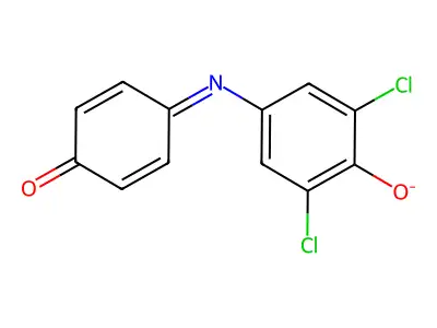 4-[(3,5-Dichloro-4-oxocyclohexa-2,5-dien-1-ylidene)amino]phenolate structure