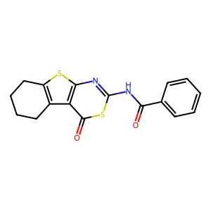N-(4-oxo-5,6,7,8-tetrahydro-[1]benzothiolo[2,3-d][1,3]thiazin-2-yl)benzamide structure