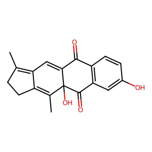 2,10a-Dihydro-8,10a-dihydroxy-3,11-dimethyl-1H-cyclopent(b)anthracene-5,10-dione structure