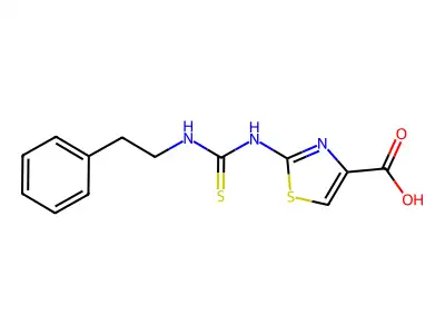 4-Thiazolecarboxylic acid, 2-((((2-phenylethyl)amino)thioxomethyl)amino)- structure