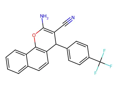 2-amino-4-[4-(trifluoromethyl)phenyl]-4H-benzo[h]chromene-3-carbonitrile structure