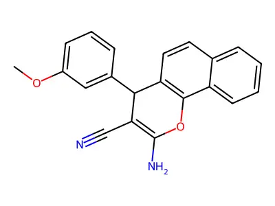 2-amino-4-(3-methoxyphenyl)-4H-benzo(h)chromene-3-carbonitrile structure
