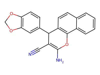 2-amino-4-(1,3-benzodioxol-5-yl)-4H-benzo[h]chromene-3-carbonitrile structure