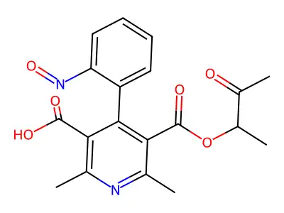 Methyl 2-oxopropyl 2,6-dimethyl-4-(2-nitrosophenyl)-3,5-pyridinedicarboxylate structure