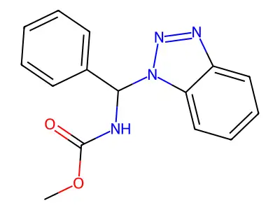Methyl N-[1H-1,2,3-benzotriazol-1-yl(phenyl)methyl]carbamate structure