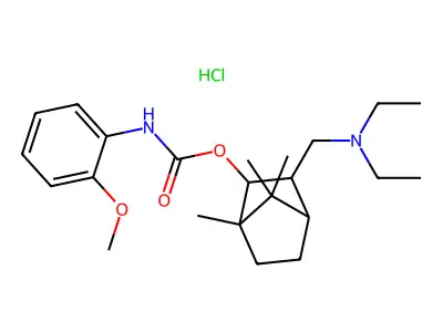 Carbamic acid, (2-methoxyphenyl)-, 3-((diethylamino)methyl)-1,7,7-trimethylbicyclo(2.2.1)hept-2-yl ester, monohydrochloride, (endo,endo)-(+-)- structure