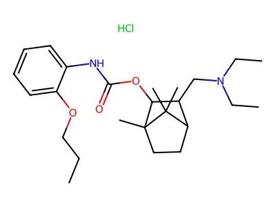 Carbamic acid, (2-propoxyphenyl)-, 3-((diethylamino)methyl)-1,7,7-trimethylbicyclo(2.2.1)hept-2-yl ester, monohydrochloride, (endo,endo)-(+-)- structure