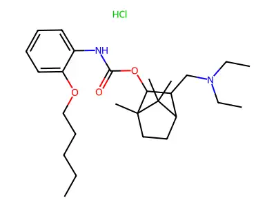 Carbamic acid, (2-(pentyloxy)phenyl)-, 3-((diethylamino)methyl)-1,7,7-trimethylbicyclo(2.2.1)hept-2-yl ester, monohydrochloride, (endo,endo)-(+-)- structure
