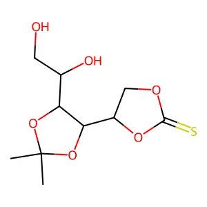 4-[5-(1,2-Dihydroxyethyl)-2,2-dimethyl-1,3-dioxolan-4-yl]-1,3-dioxolane-2-thione structure