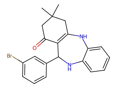 11-(3-bromophenyl)-3,3-dimethyl-2,3,4,5,10,11-hexahydro-1H-dibenzo[b,e][1,4]diazepin-1-one structure