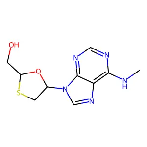 1,3-Oxathiolane-2-methanol, 5-(6-(methylamino)-9H-purin-9-yl)-, (2S-trans)- structure