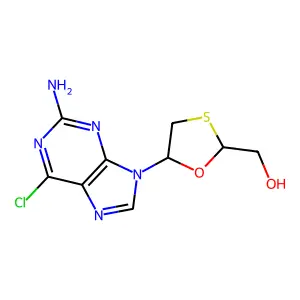 2-Amino-6-chloro-9-(2-(hydroxymethyl)-1,3-oxathiolan-5-yl)purine structure