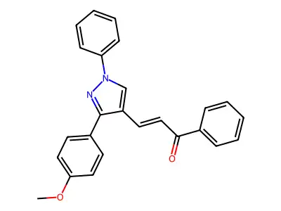 (2E)-3-[3-(4-methoxyphenyl)-1-phenyl-1H-pyrazol-4-yl]-1-phenyl-2-propen-1-one structure