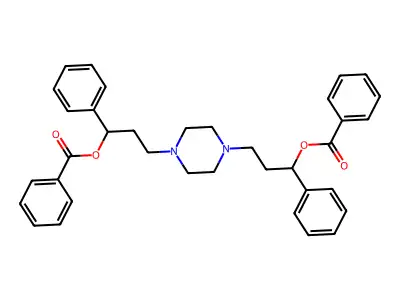 1,4-Piperazinedipropanol, alpha,alpha'-diphenyl-, dibenzoate (ester) structure