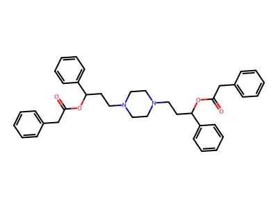 Benzeneacetic acid, 1,4-piperazinediylbis(1-phenyl-3,1-propanediyl) ester structure