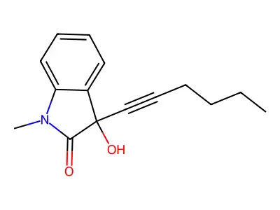 1-Methyl-3-(1-hexynyl)-3-hydroxy-2-indolinone structure