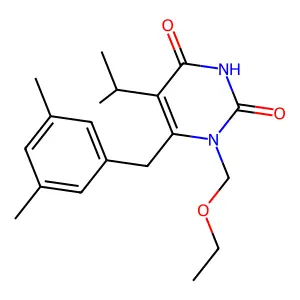 6-(3,5-二甲基苄基)-1-(乙氧基甲基)-5-异丙基尿嘧啶 structure