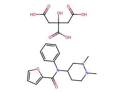 2-Furancarboxamide, N-(hexahydro-1,2-dimethyl-4-pyridazinyl)-N-phenyl-, 2-hydroxy-1,2,3-propanetricarboxylate structure