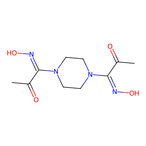 Piperazine, 1,4-bis(1-(hydroxyimino)-2-oxopropyl)- structure