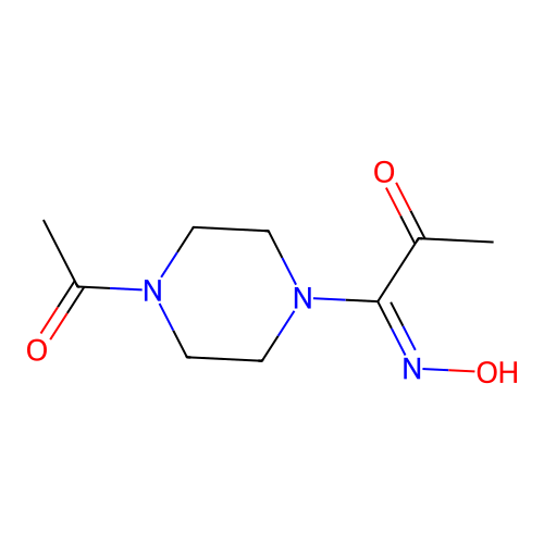 Piperazine, 1-acetyl-4-(1-(hydroxyimino)-2-oxopropyl)- structure