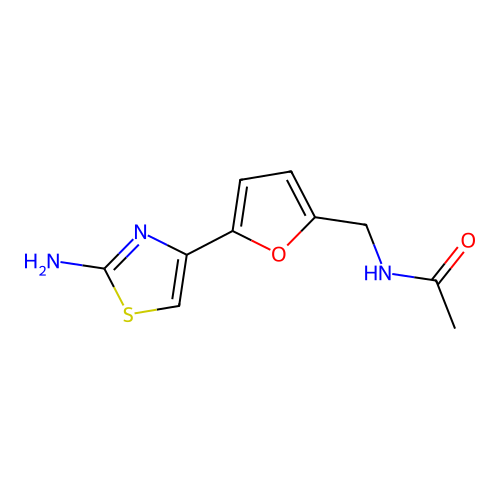 N-{[5-(2-amino-1,3-thiazol-4-yl)furan-2-yl]methyl}acetamide structure