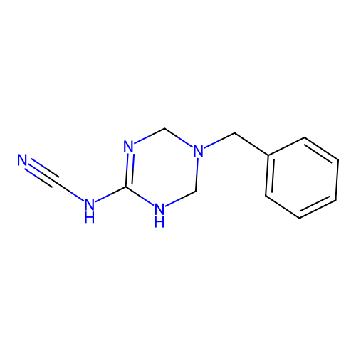 [3-(phenylmethyl)-2,4-dihydro-1H-1,3,5-triazin-6-yl]cyanamide structure