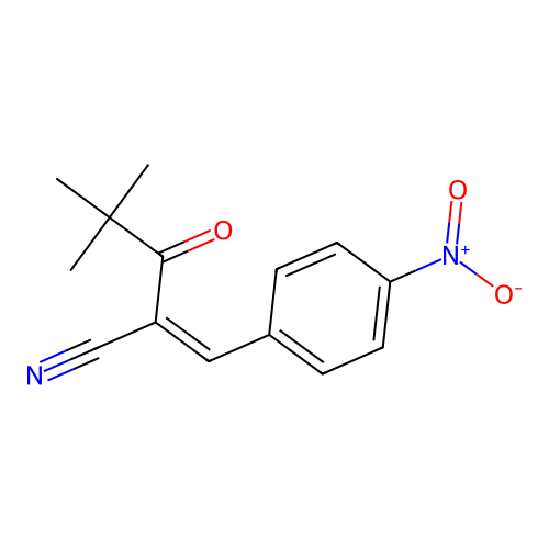 4,4-Dimethyl-2-[(4-nitrophenyl)methylene]-3-oxo-pentanenitrile structure