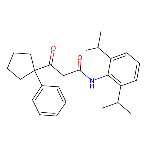 N-[2,6-bis(1-methylethyl)phenyl]-beta-oxo-1-phenyl-cyclopentanepropanamide structure