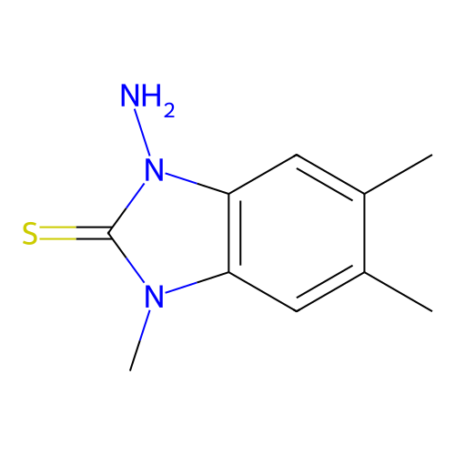 1-amino-3,5,6-trimethyl-1,3-dihydro-2H-benzimidazole-2-thione structure