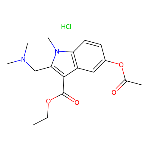 ethyl 5-acetoxy-2-((dimethylamino)methyl)-1-methyl-1H-indole-3-carboxylate hydrochloride structure