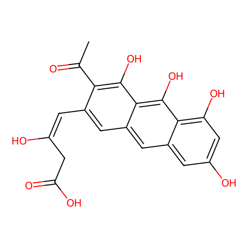 (3E)-4-(3-Acetyl-4,5,7,10-tetrahydroxyanthracen-2-YL)-3-hydroxybut-3-enoic acid structure