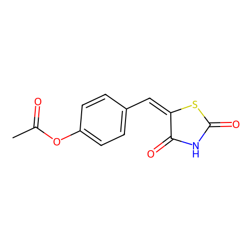 4-[(E)-(2,4-dioxo-1,3-thiazolidin-5-ylidene)methyl]phenyl acetate structure