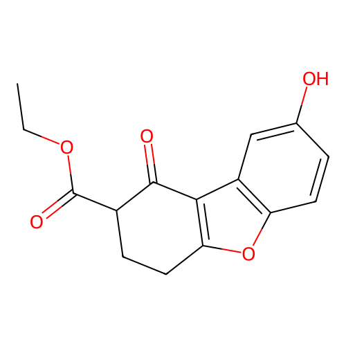 ethyl 8-hydroxy-1-oxo-3,4-dihydro-2H-dibenzofuran-2-carboxylate structure
