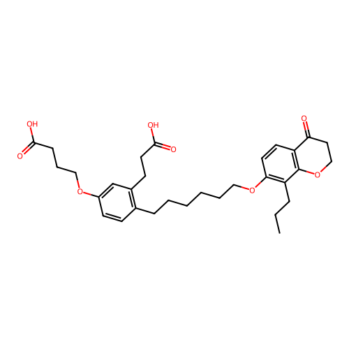 4-(3-(2-Carboxyethyl)-4-(6-((4-oxo-8-propylchroman-7-yl)oxy)hexyl)phenoxy)butanoic acid structure