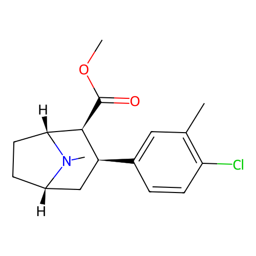 8-Azabicyclo(3.2.1)octane-2-carboxylic acid, 3-(4-chloro-3-methylphenyl)-8-methyl-, methyl ester, (1R,2S,3S,5S)- structure
