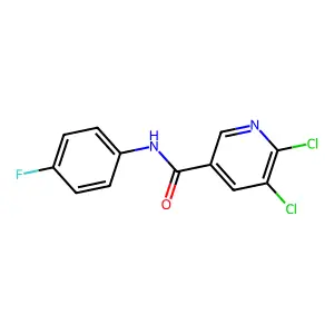 5,6-dichloro-N-(4-fluorophenyl)pyridine-3-carboxamide structure