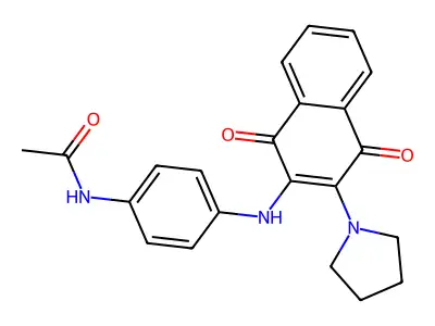N-[4-[(1,4-dioxo-3-pyrrolidin-1-ylnaphthalen-2-yl)amino]phenyl]acetamide structure