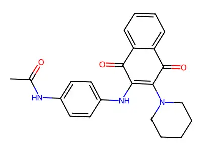 N-[4-[(1,4-dioxo-3-piperidin-1-ylnaphthalen-2-yl)amino]phenyl]acetamide structure